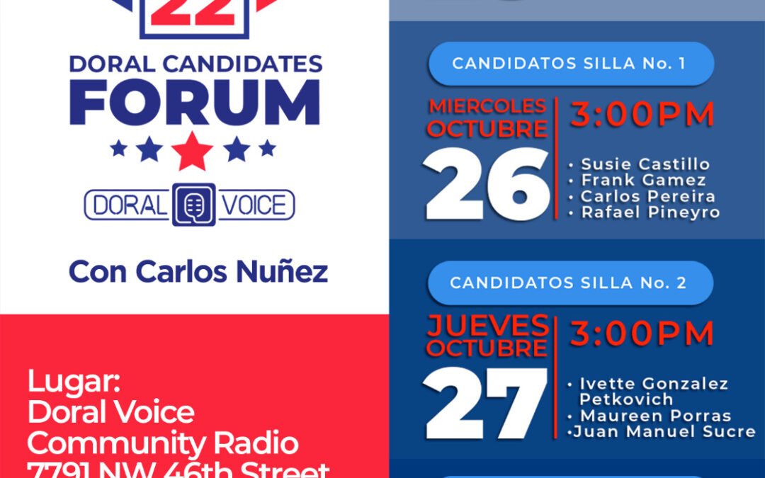 Arrancan debates en DORAL VOICE con candidatos en la Ciudad de Doral