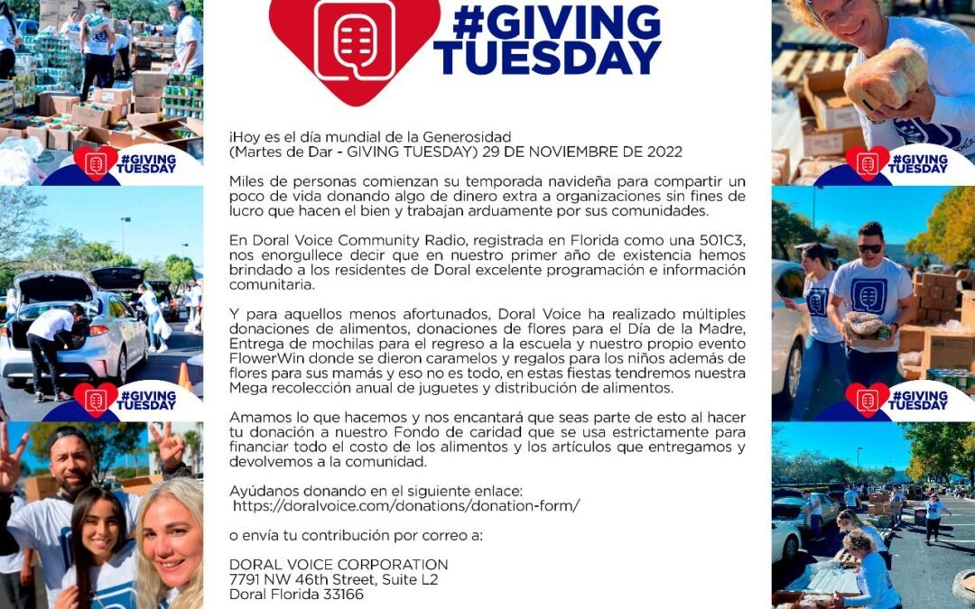 Día mundial de la Generosidad: únete a la labor que realizamos desde Doral Voice