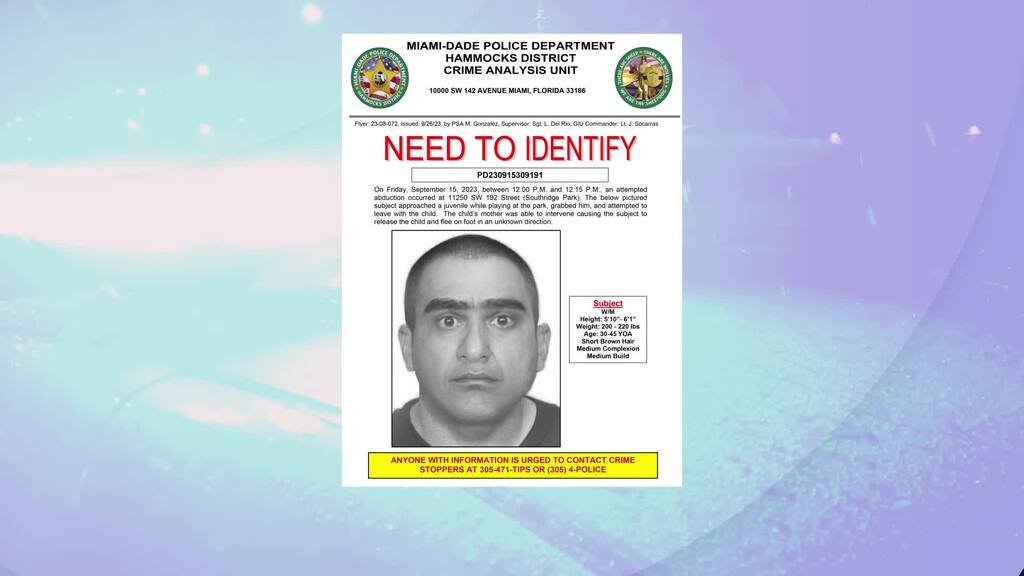 Revelan retrato de hombre que intentó secuestrar a niño de 2 años en Miami-Dade